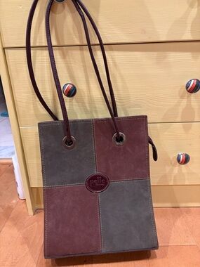 Pelle vintage leather bag maroon olive green